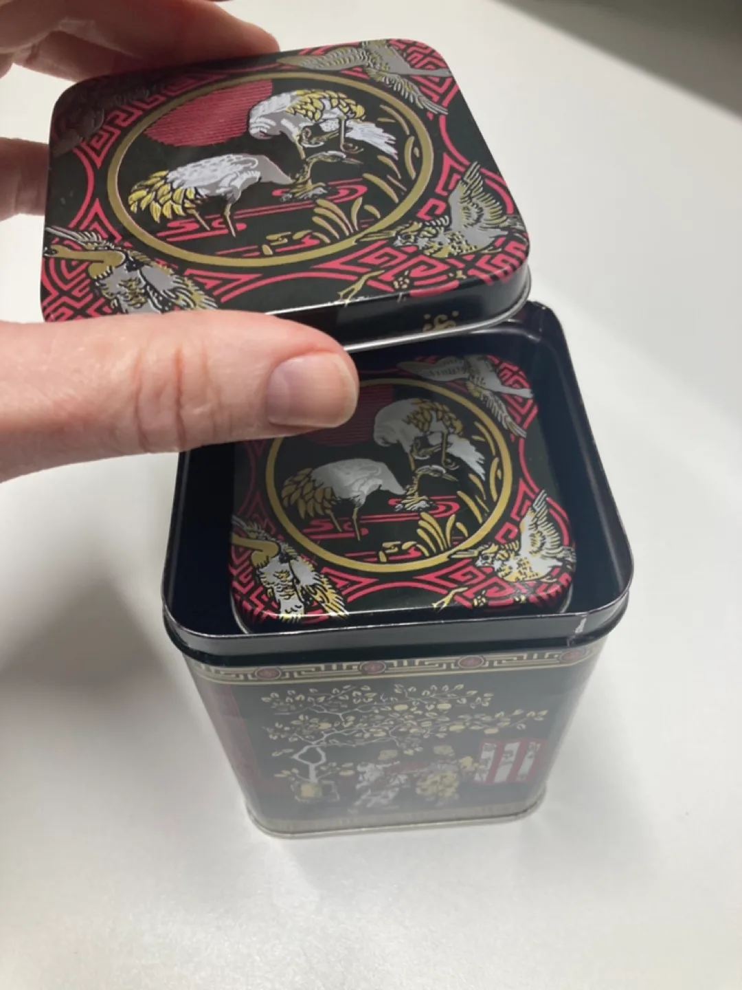 Pair of Vintage Asian Motif Tea Tins image indicator(2)