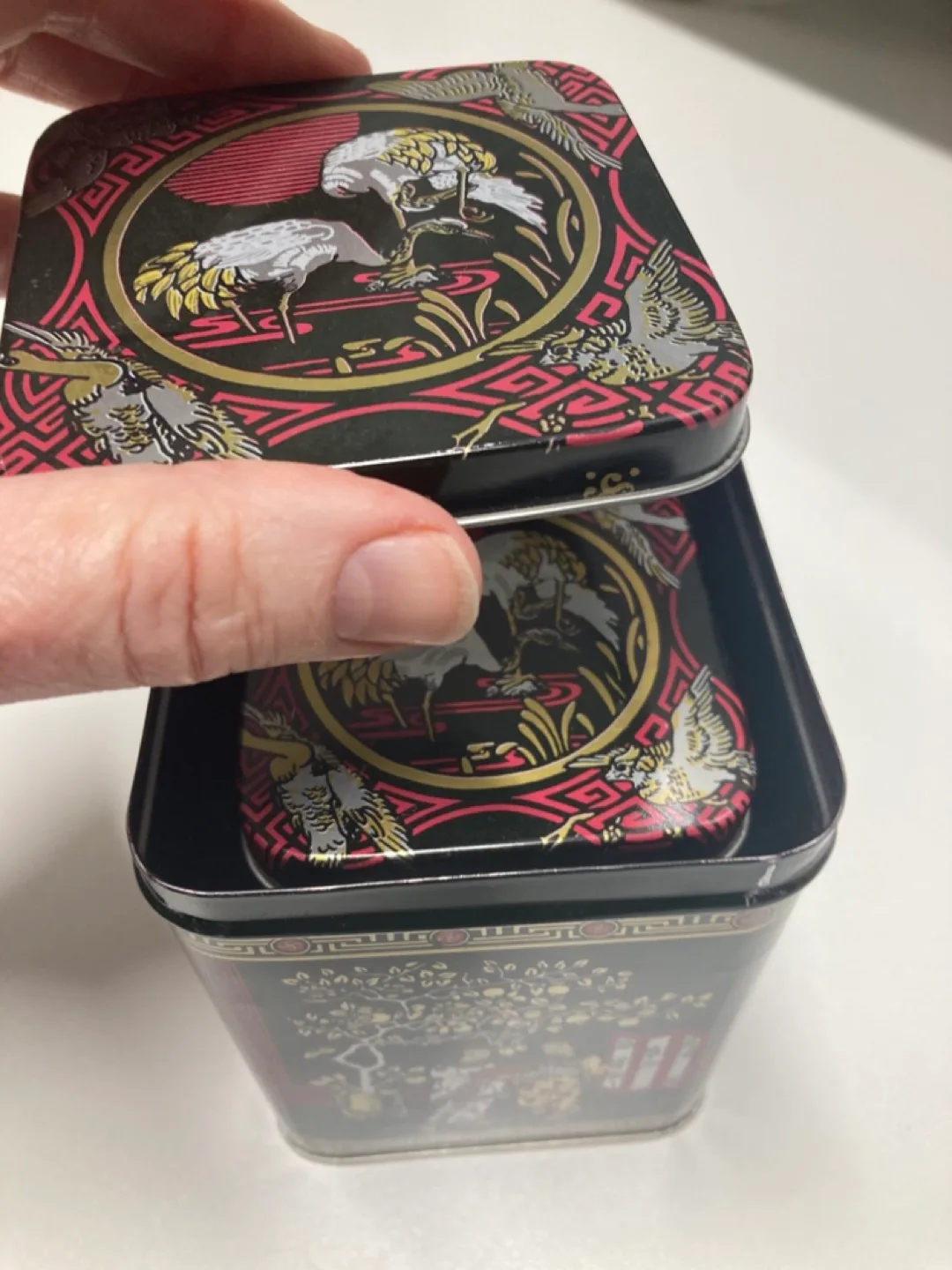 Pair of Vintage Asian Motif Tea Tins image indicator(3)