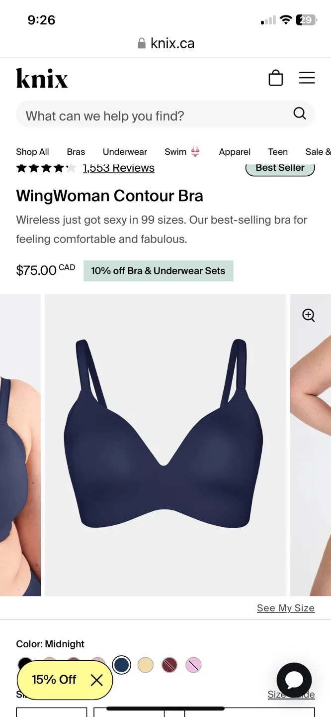 Knix WingWoman Contour Bra - Midnight - Size 6 image indicator(2)