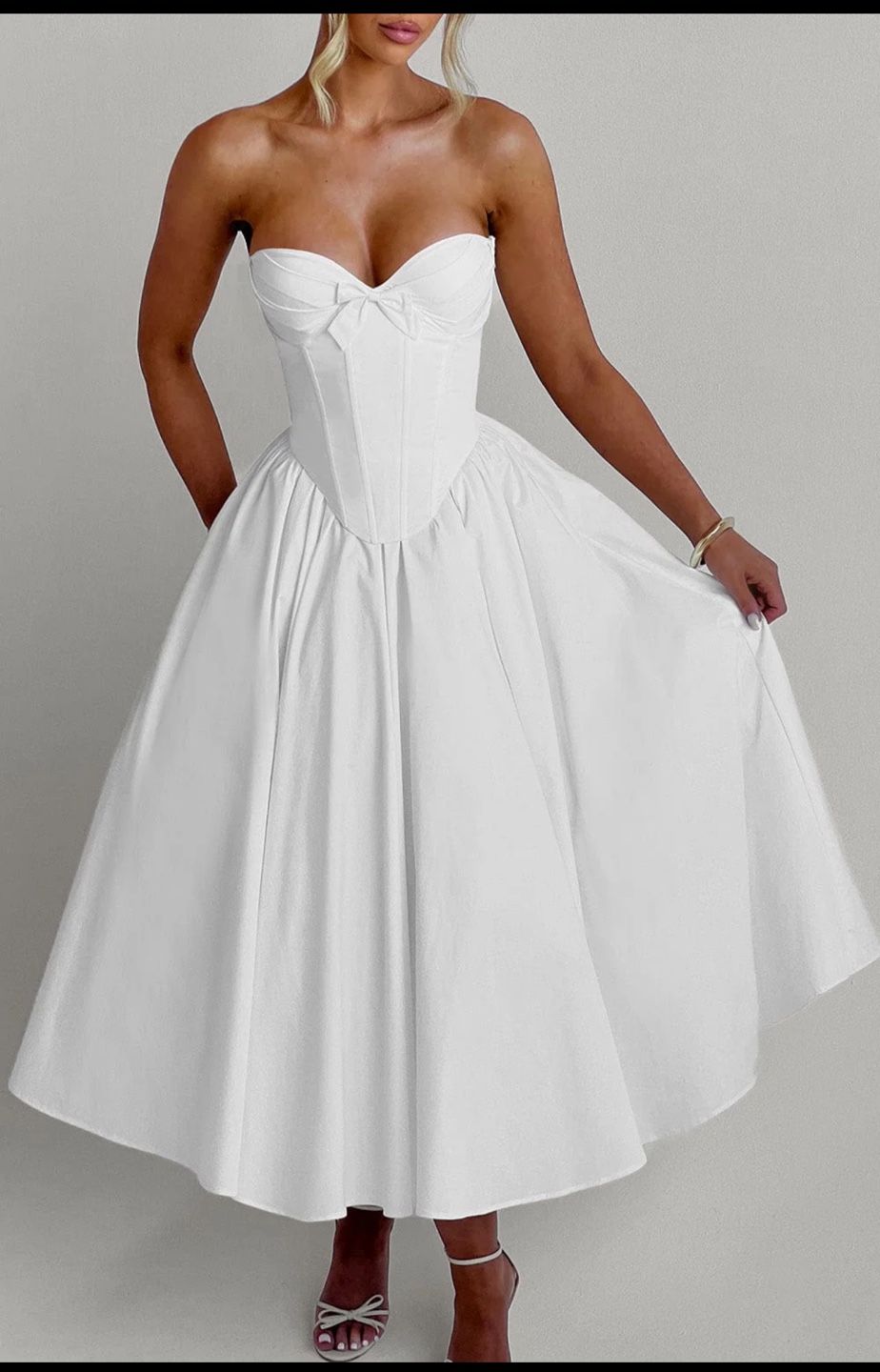 PRIM MIDI DRESS - IVORY - photo 2