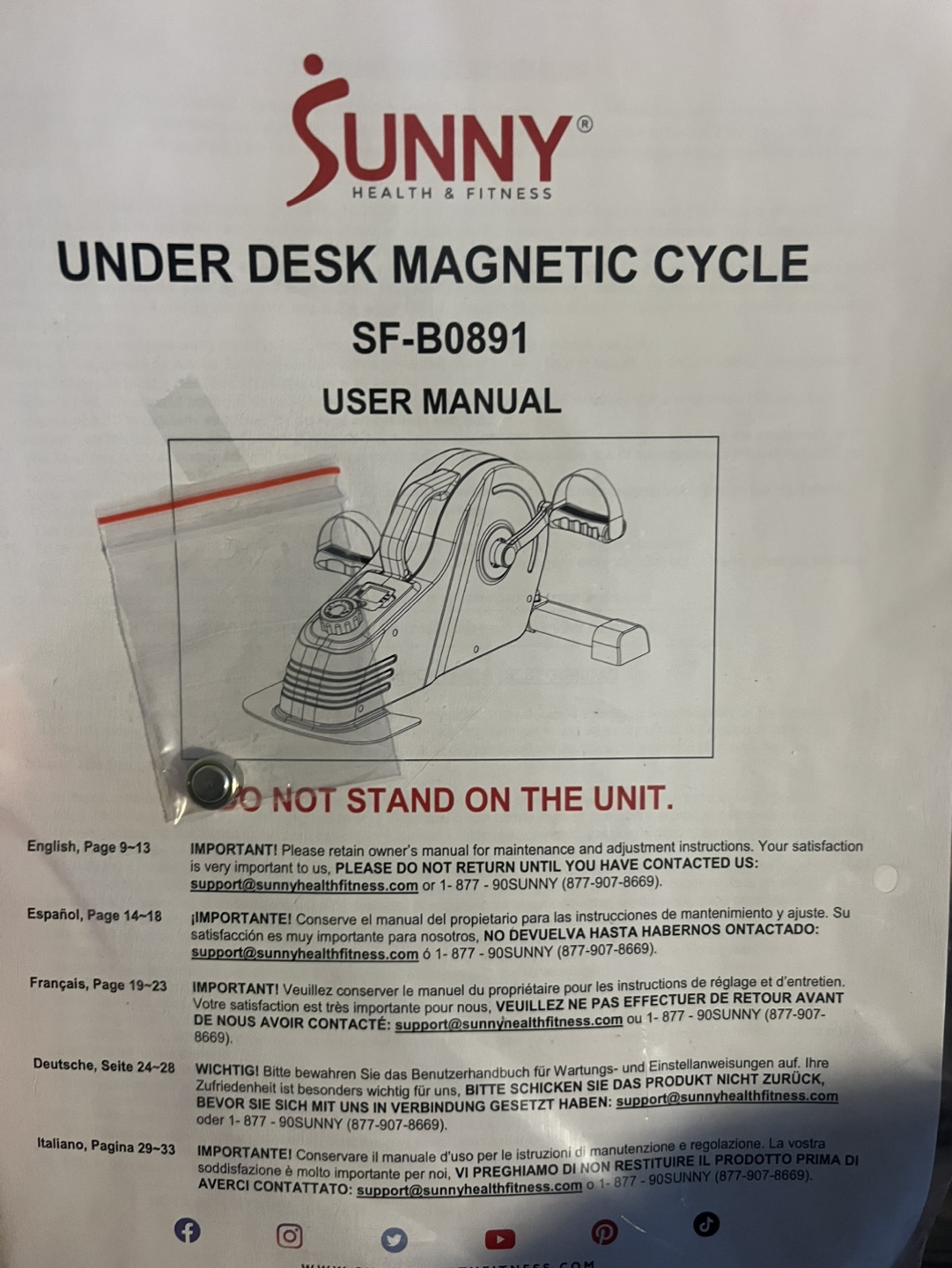 Sunny Under Desk Magnetic Cycle - SF-B0891 - Brand New in Box - photo 5