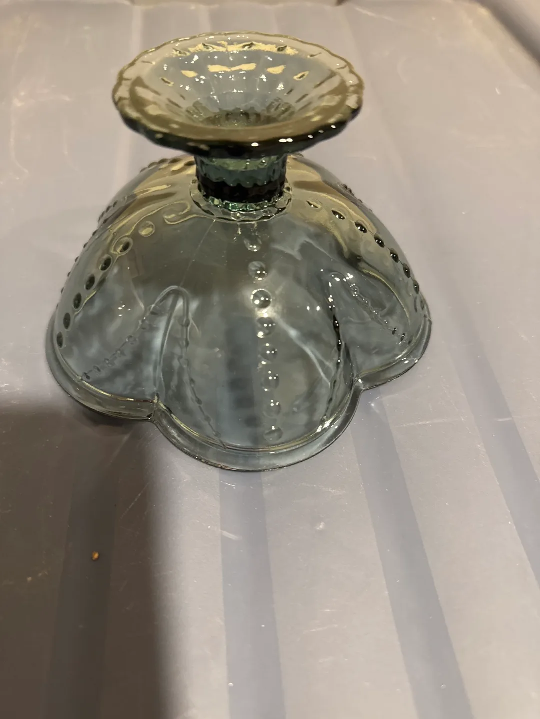 Vintage Blue Glass Footed Bowl image indicator(2)