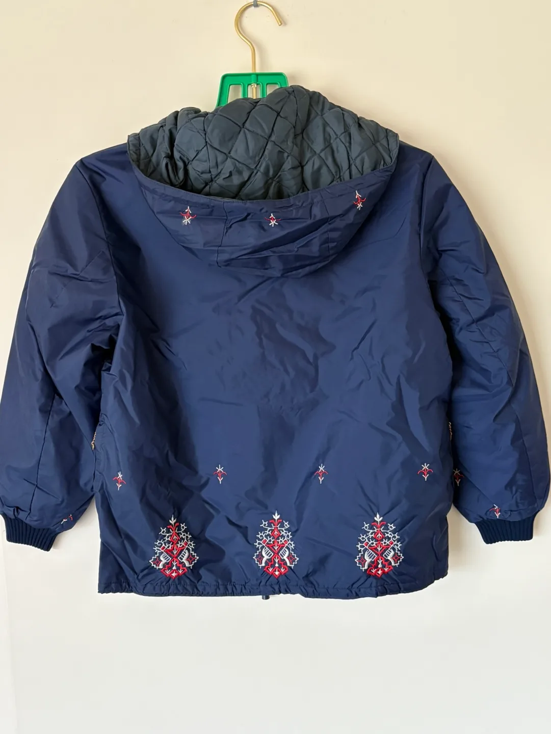 Navy Blue Embroidered Puffer Jacket image indicator(2)