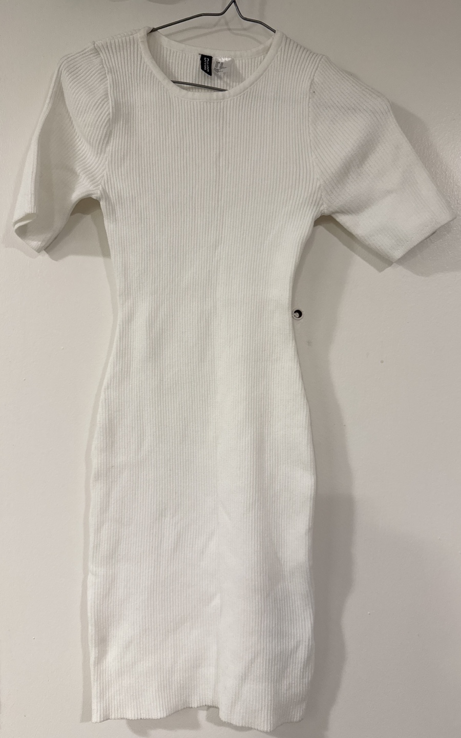 White ribbed knit mini dress