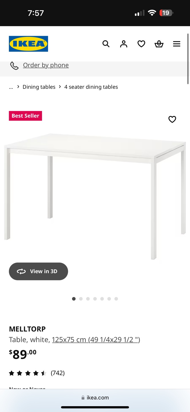IKEA MELLTORP White Table - 4 Seater - photo 4