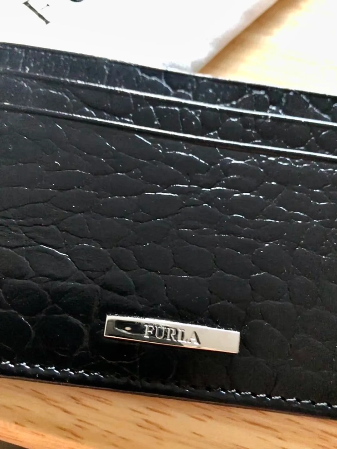 Genuine Furla Leather Card Holder - croc imprint image indicator(5)