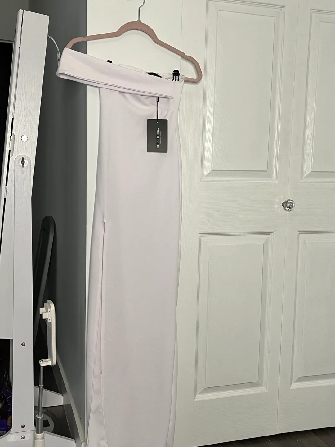 PrettyLittleThing White One-Shoulder Maxi Dress image indicator(2)