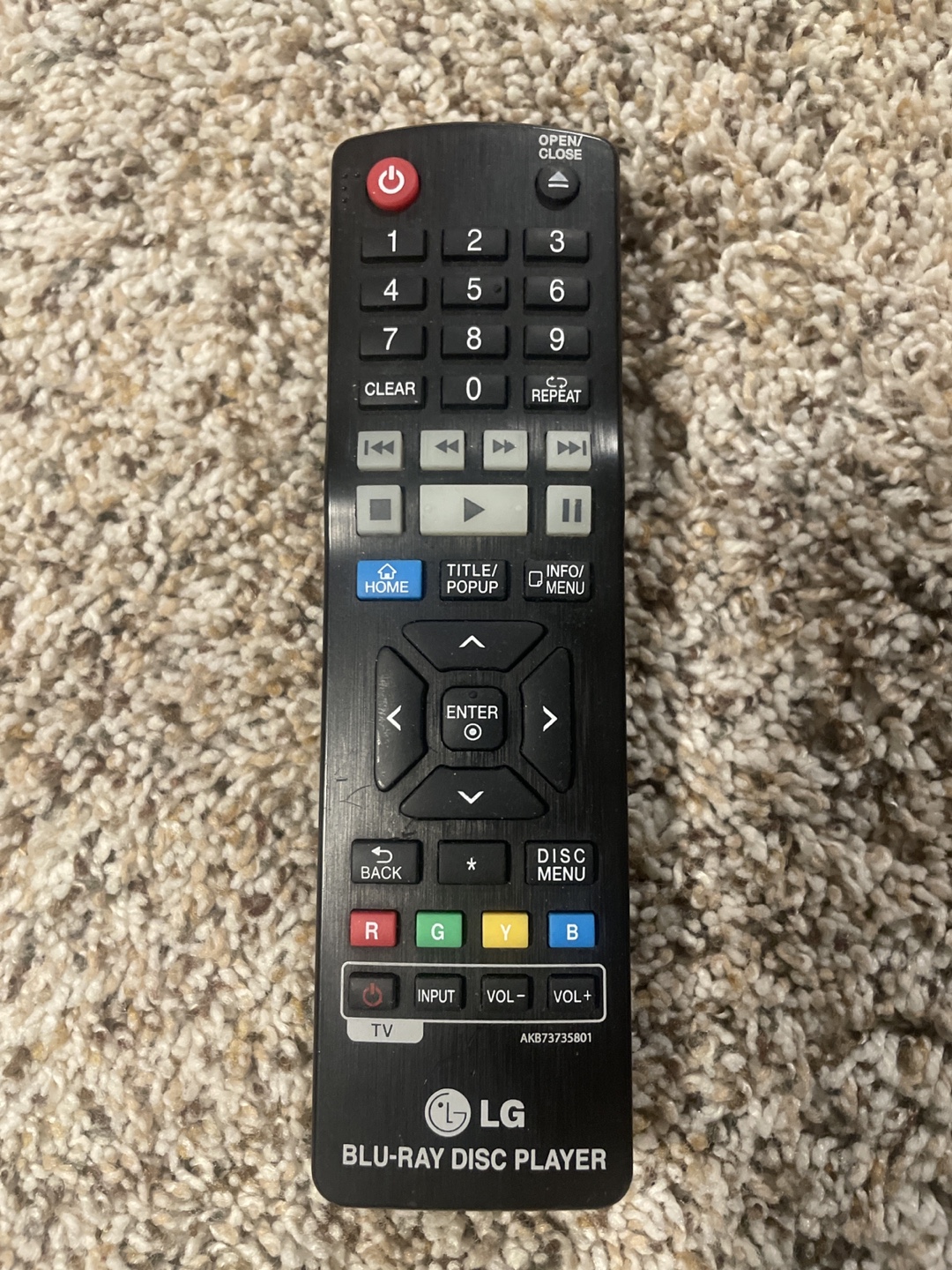 LG Blu-Ray Disc Player Remote #freecycle