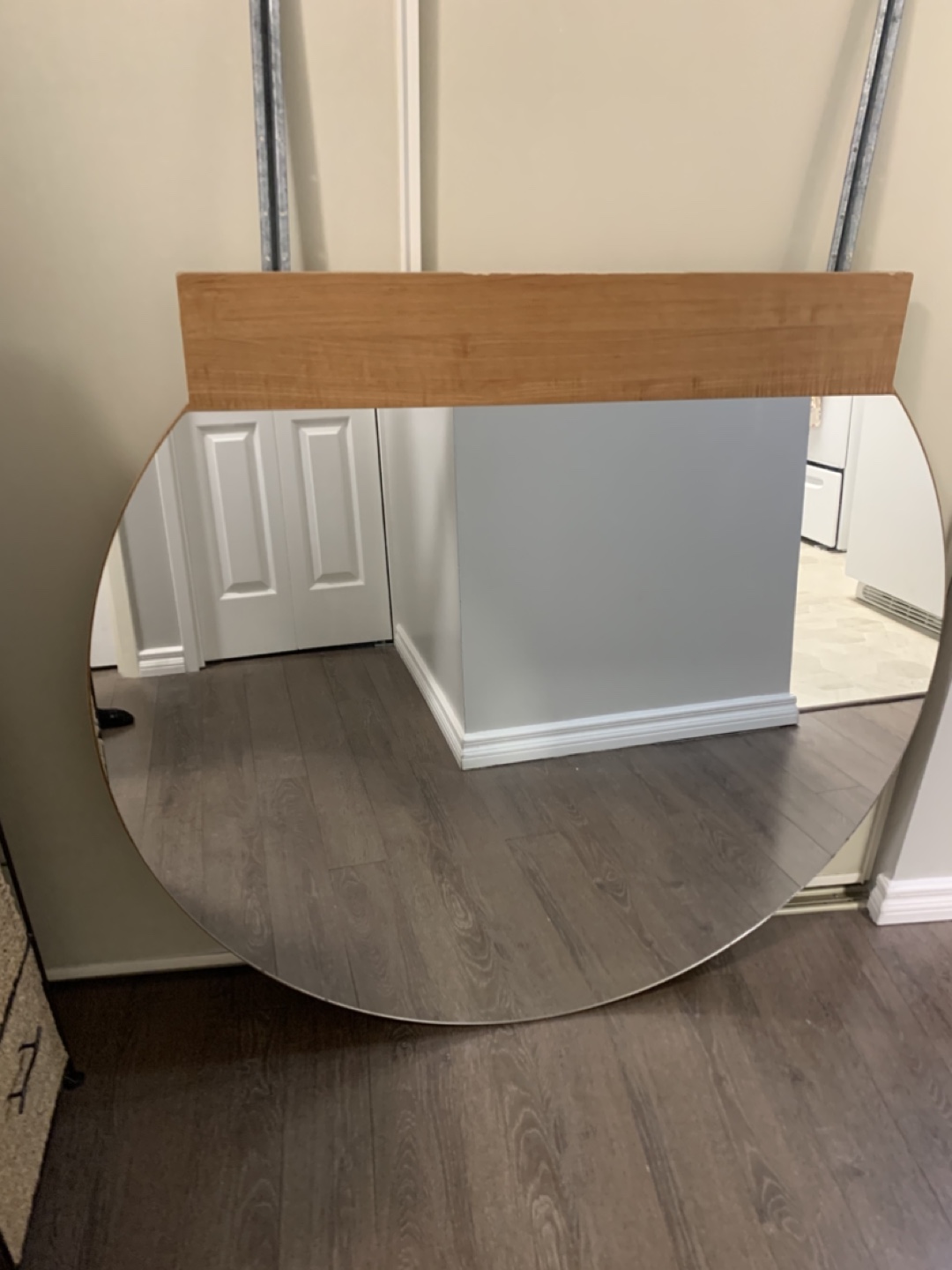 Half-circle Wall Mirror with Wooden Frame