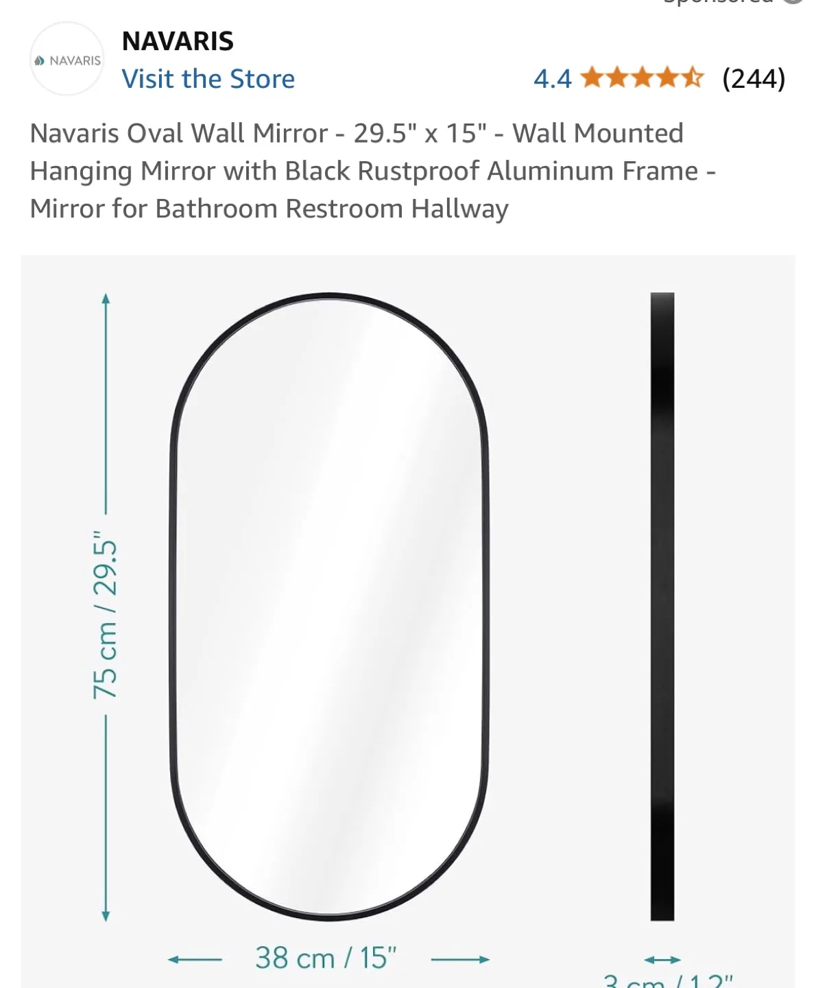 Navaris Oval Wall Mirror - 29.5" x 15" image indicator(6)