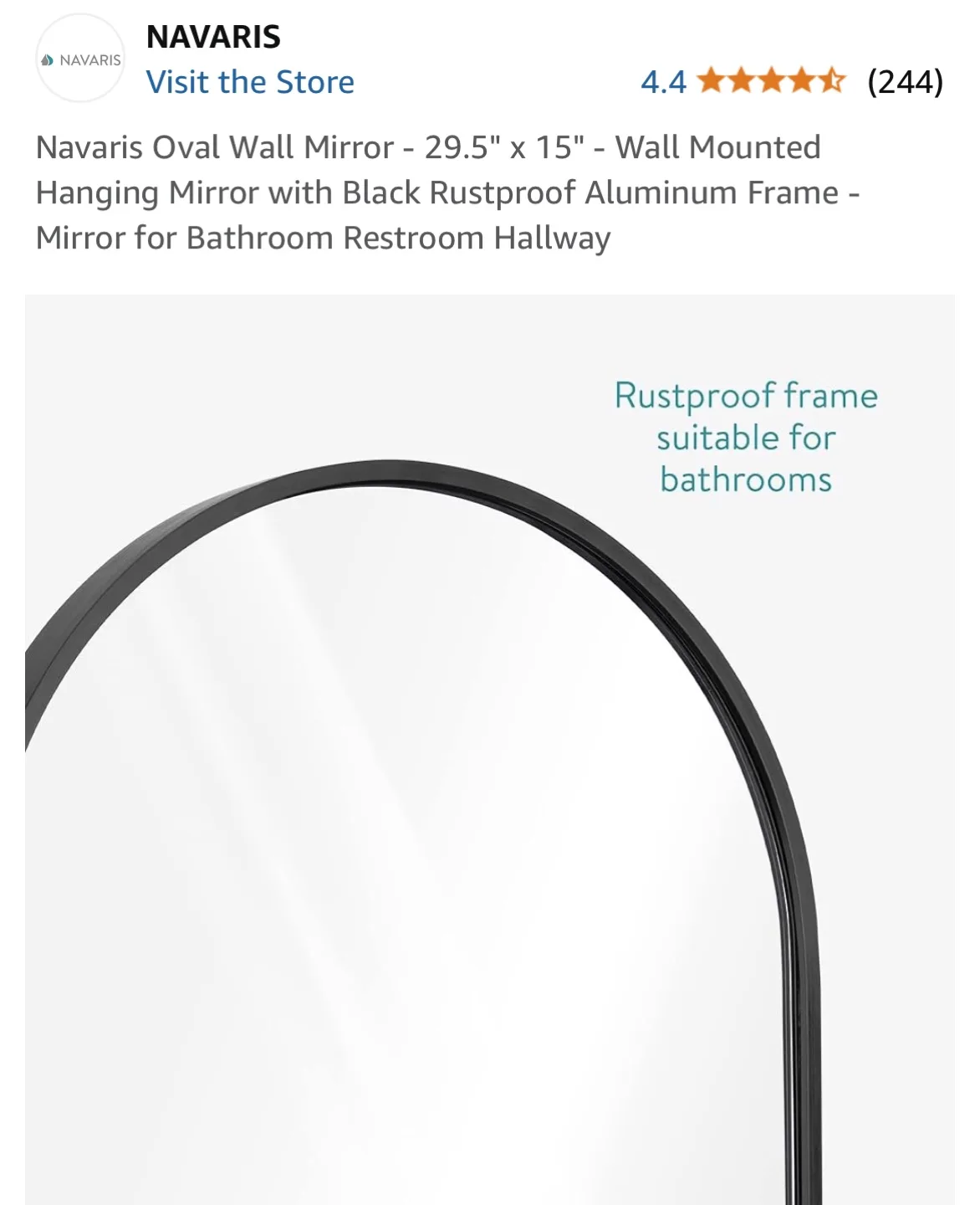 Navaris Oval Wall Mirror - 29.5" x 15" image indicator(4)
