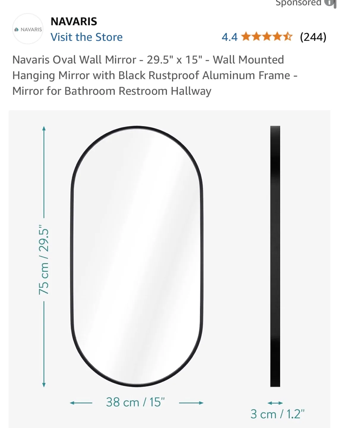 Navaris Oval Wall Mirror - 29.5" x 15" image indicator(5)
