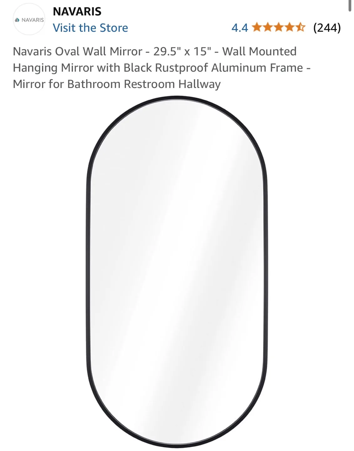 Navaris Oval Wall Mirror - 29.5" x 15" image indicator(7)