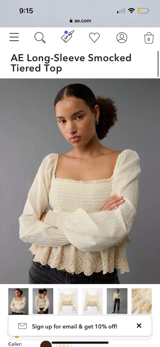 American Eagle Outfitters Long-Sleeve Smocked Tiered Top - photo 3