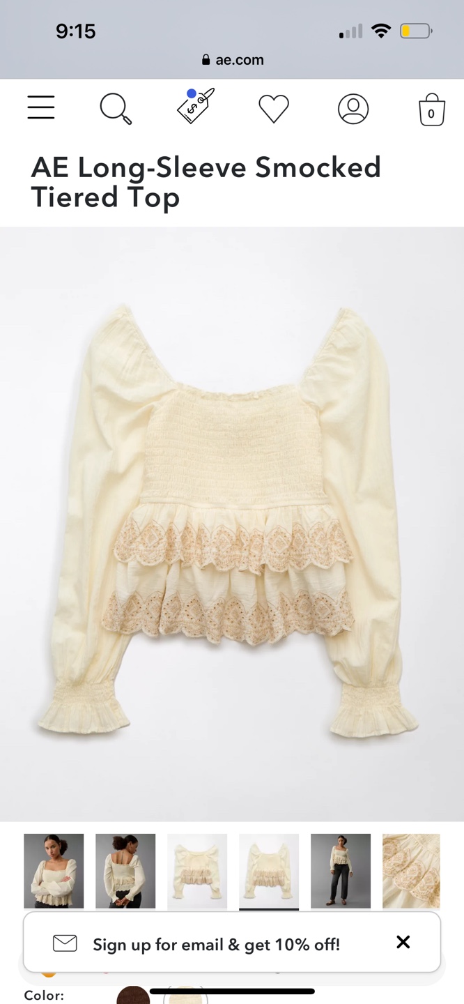 American Eagle Outfitters Long-Sleeve Smocked Tiered Top - photo 4