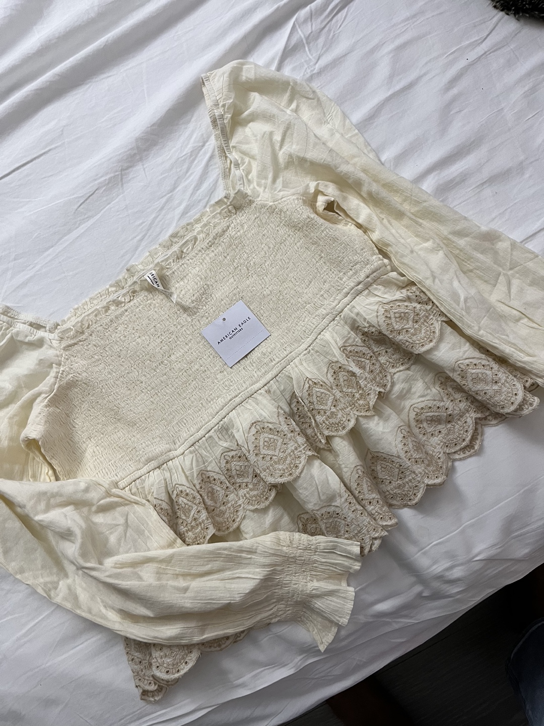 American Eagle Outfitters Long-Sleeve Smocked Tiered Top - photo 2