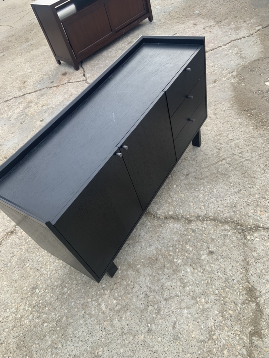 Black Wooden Media Console - photo 3
