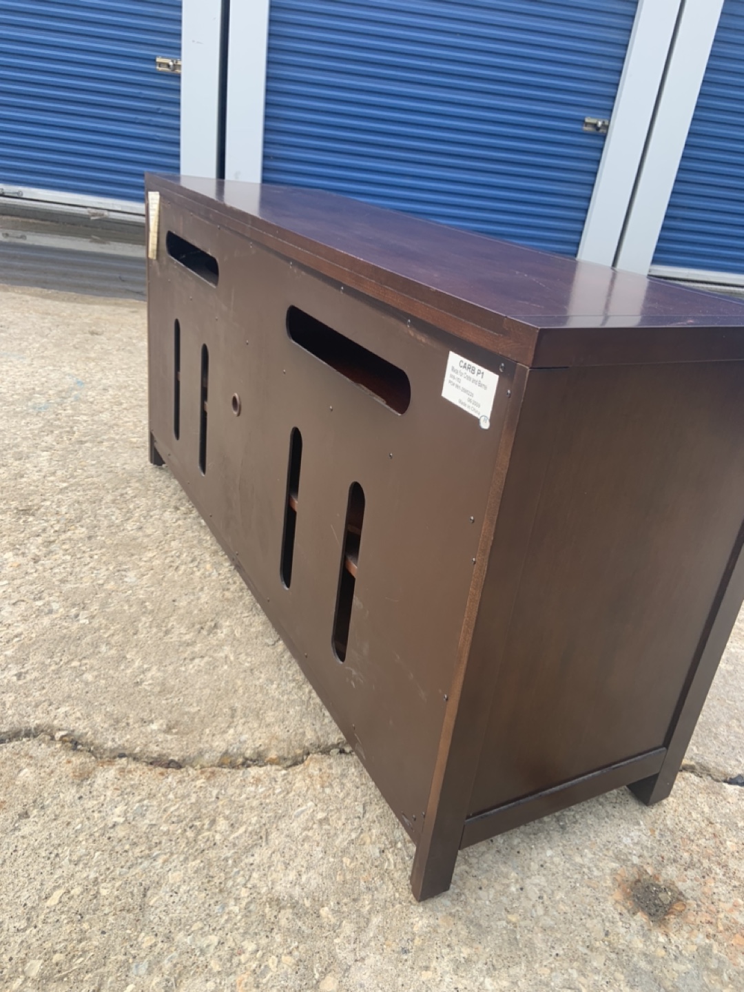 Dark Wood Media Console with Sliding Doors - photo 5