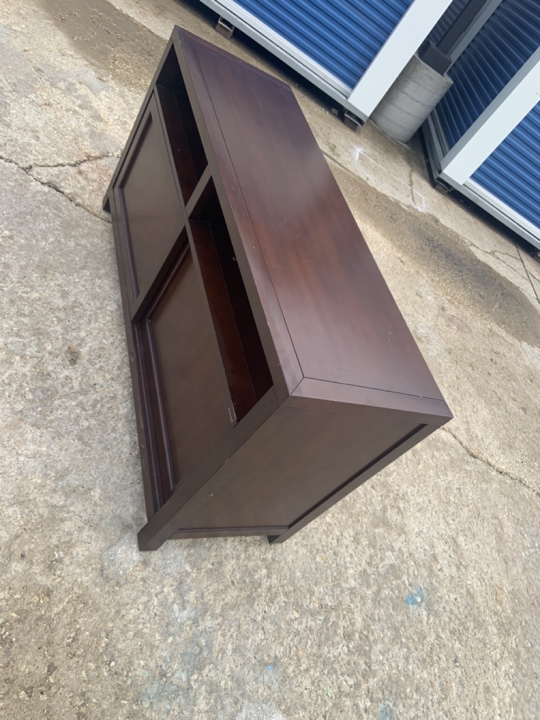 Dark Wood Media Console with Sliding Doors - photo 4