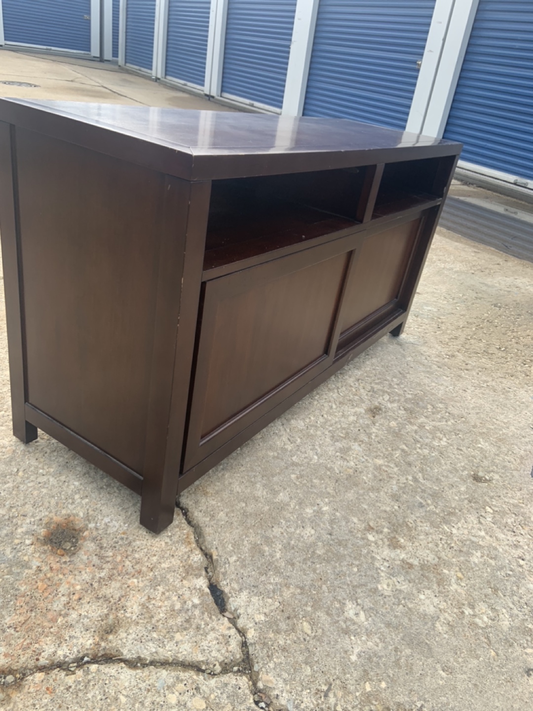 Dark Wood Media Console with Sliding Doors - photo 3