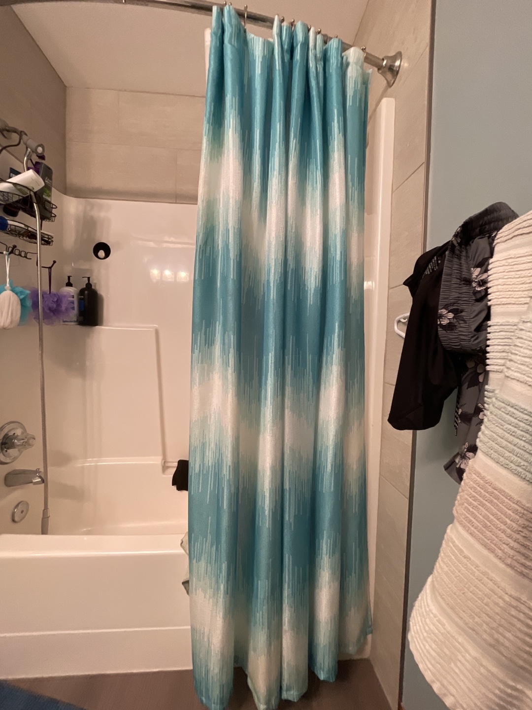 Teal and White Shower Curtain #freecycle