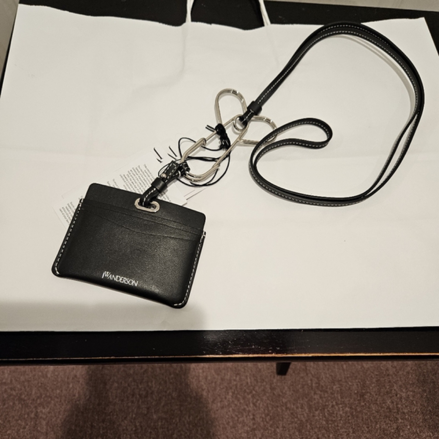 JW Anderson Black Leather Card Holder with Clip