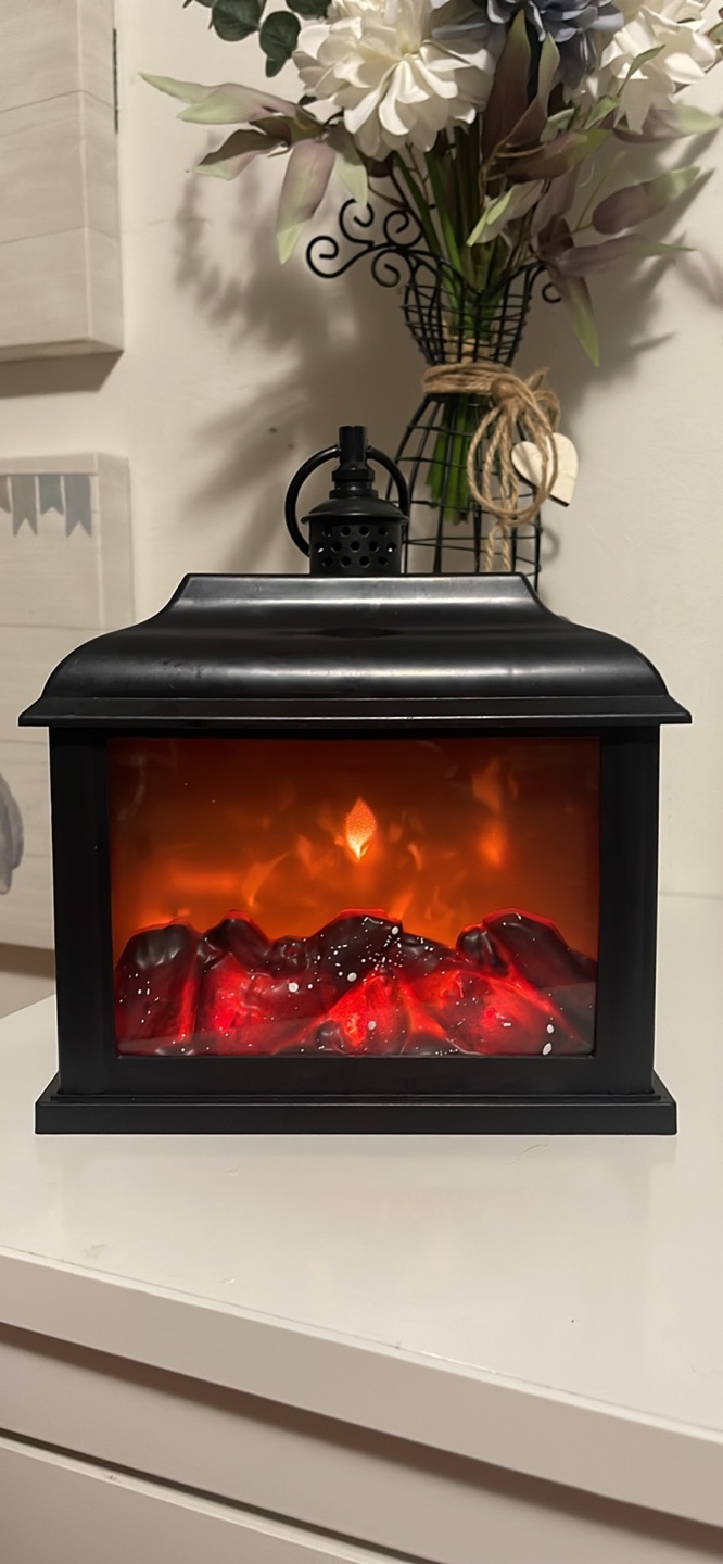 Black Lantern Fireplace LED Light