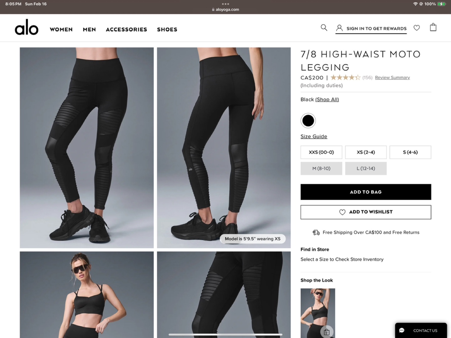 Alo Yoga 7/8 High-Waist Moto Leggings - Size M