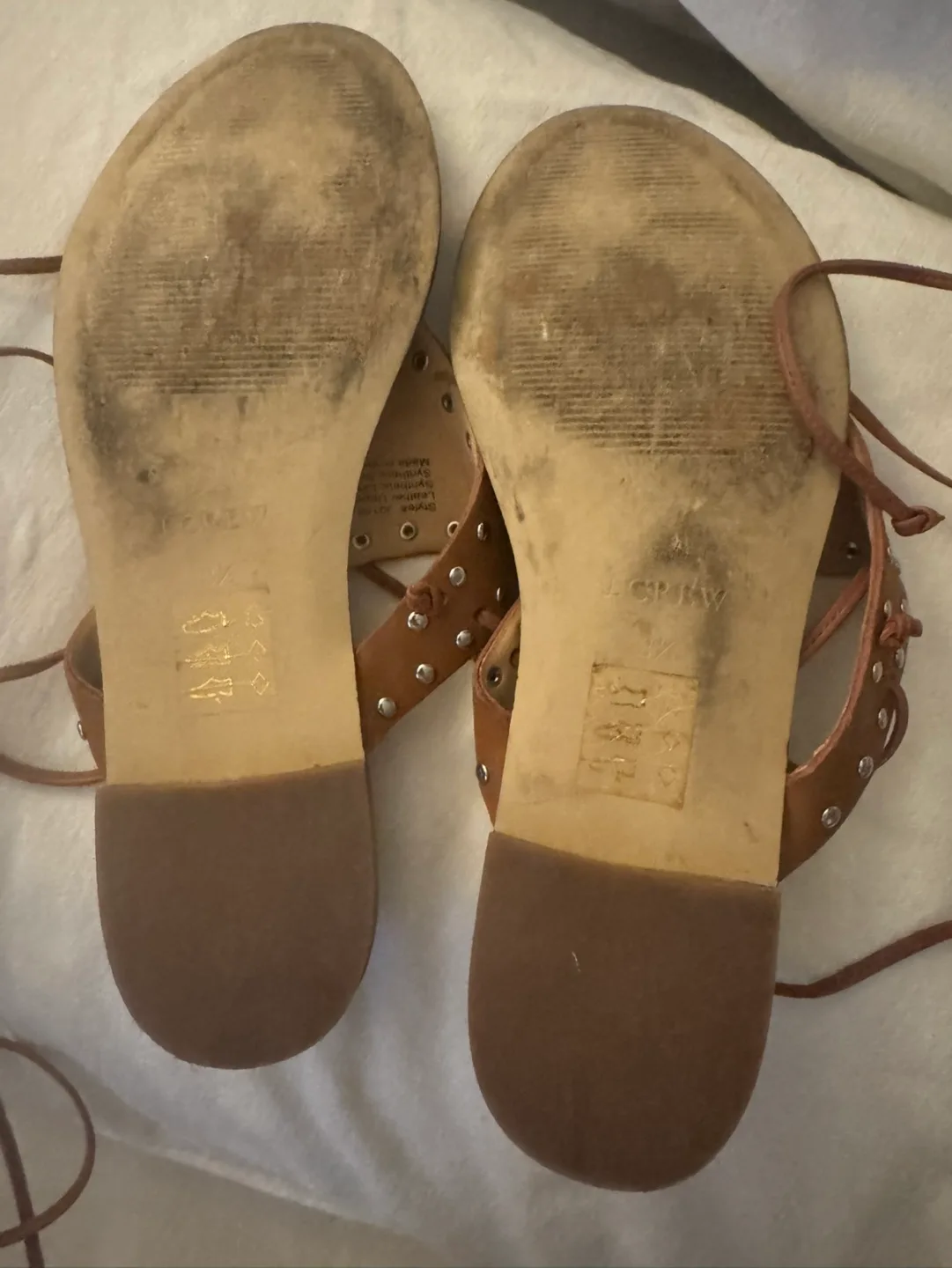 Brown Leather Studded Lace-Up Sandals image indicator(3)