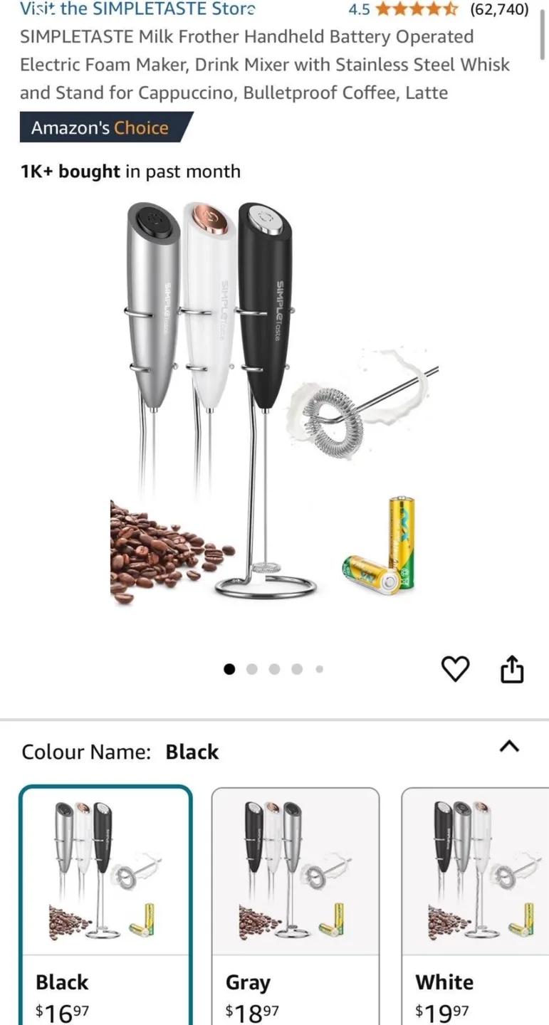 SIMPLEtaste Milk Frother - Handheld Electric Whisk image indicator(2)