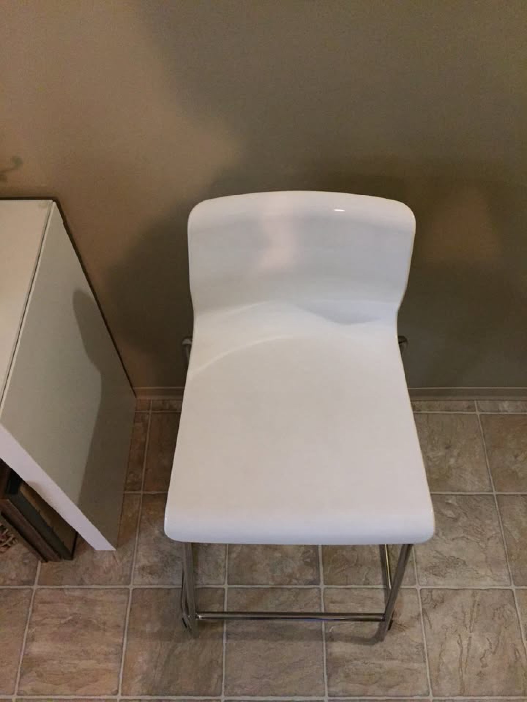 White Counter Stool with Chrome Legs - photo 3