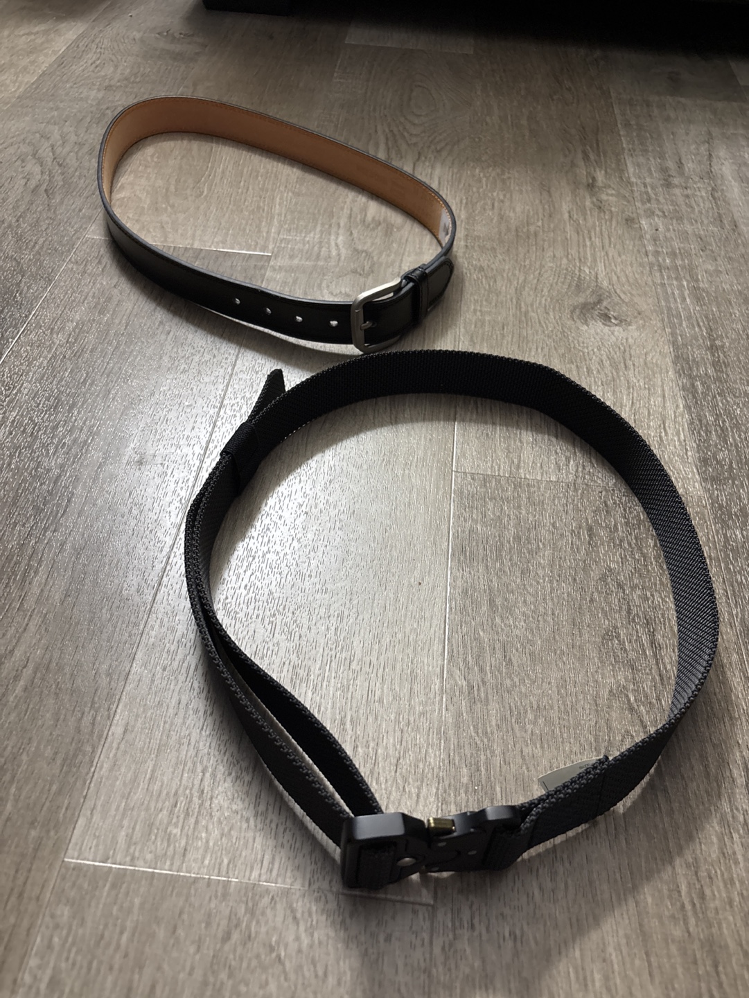 Two Men's Belts - Leather and Nylon