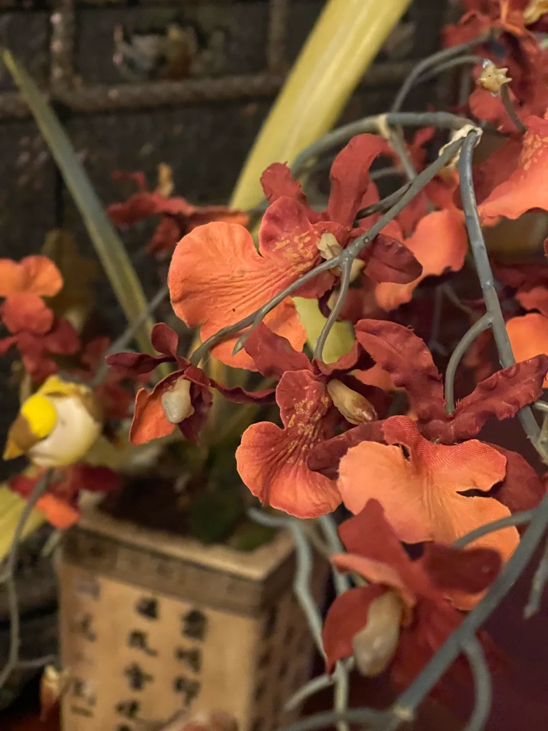 Artificial Orchid Arrangement in Decorative Pot