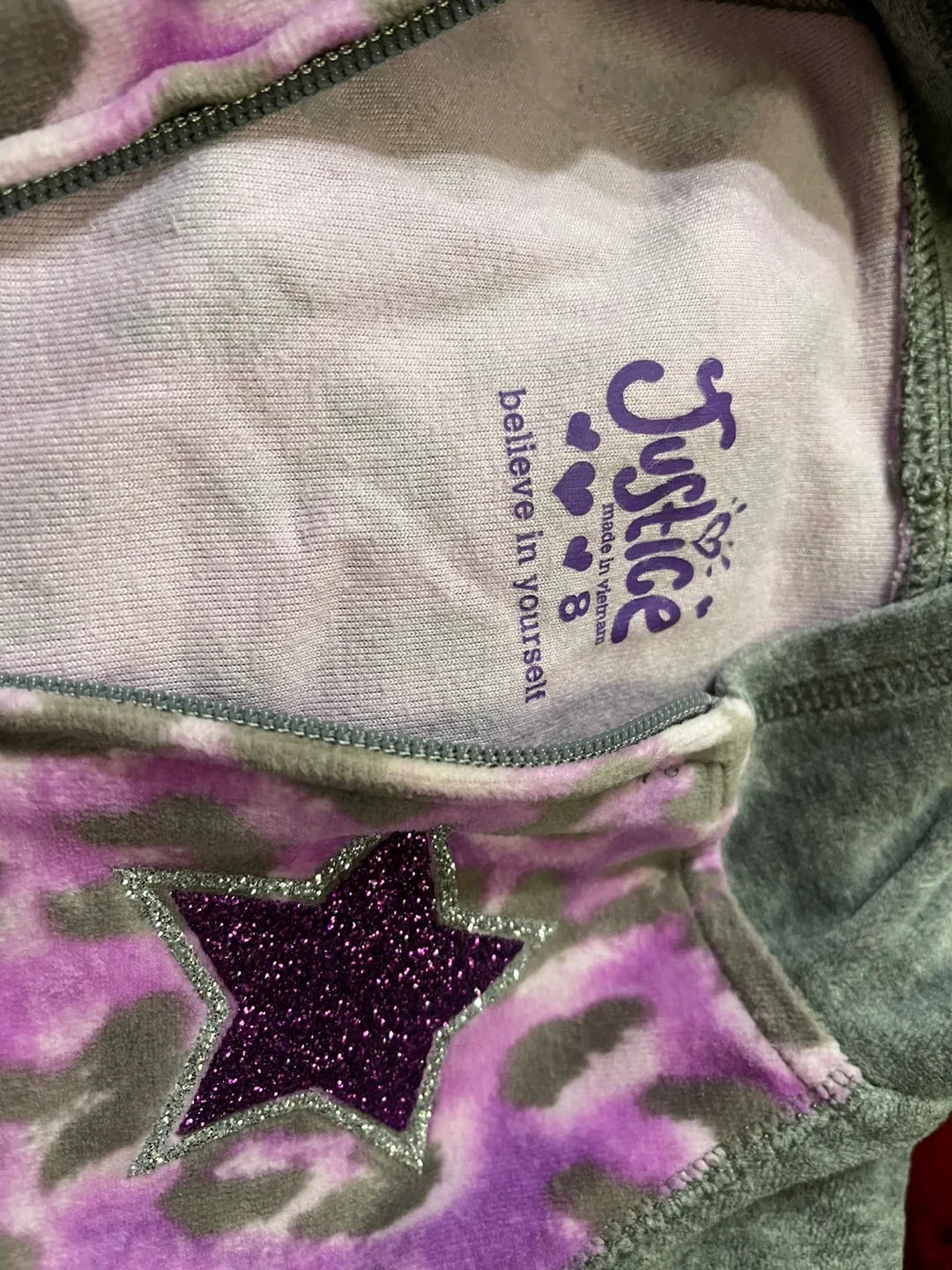 Justice Girls Size 8, 10 Purple Leopard Print Zip-Up Hoodie image indicator(3)