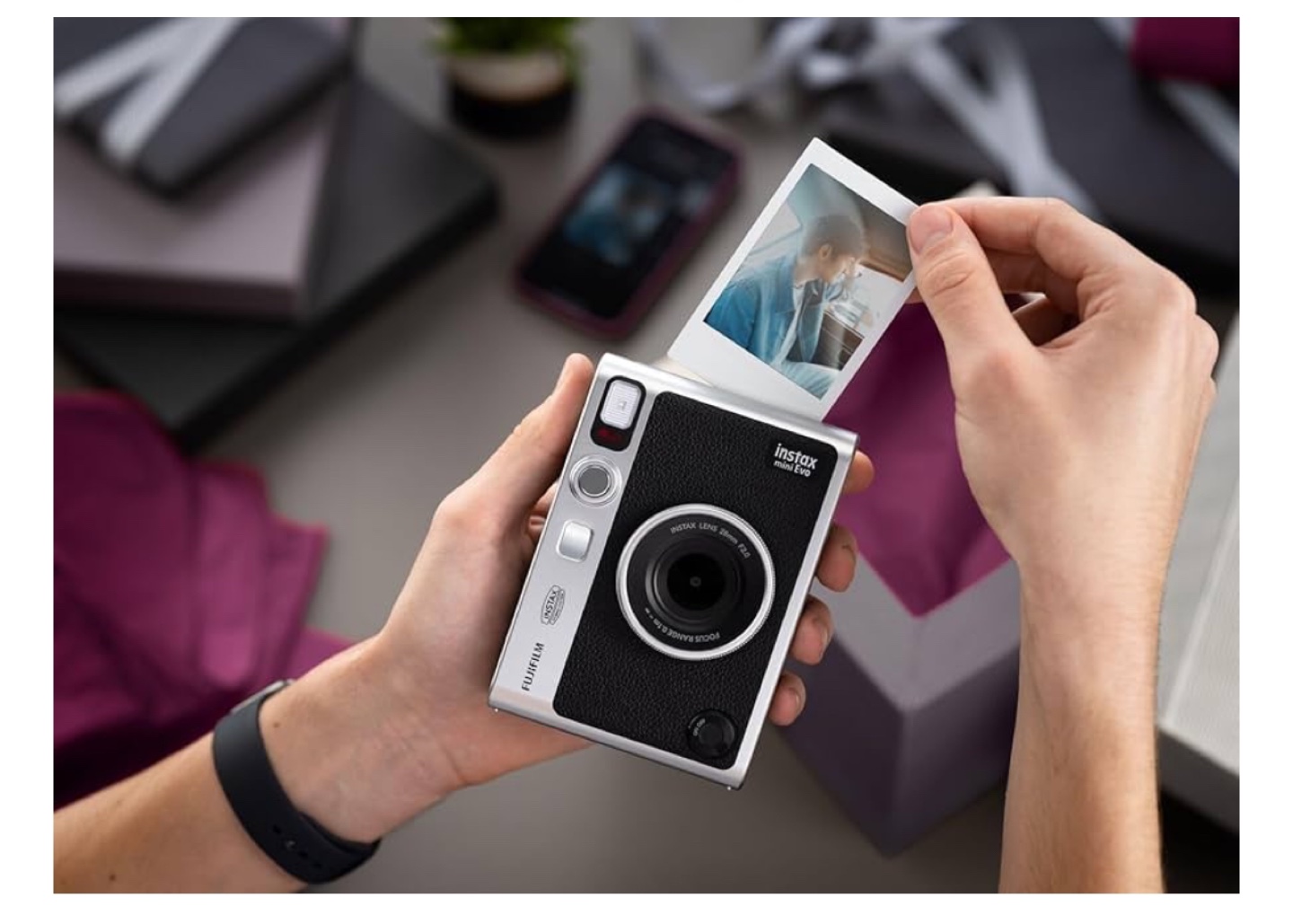 Fujifilm Instax Mini Evo Hybrid Instant Camera - Silver
