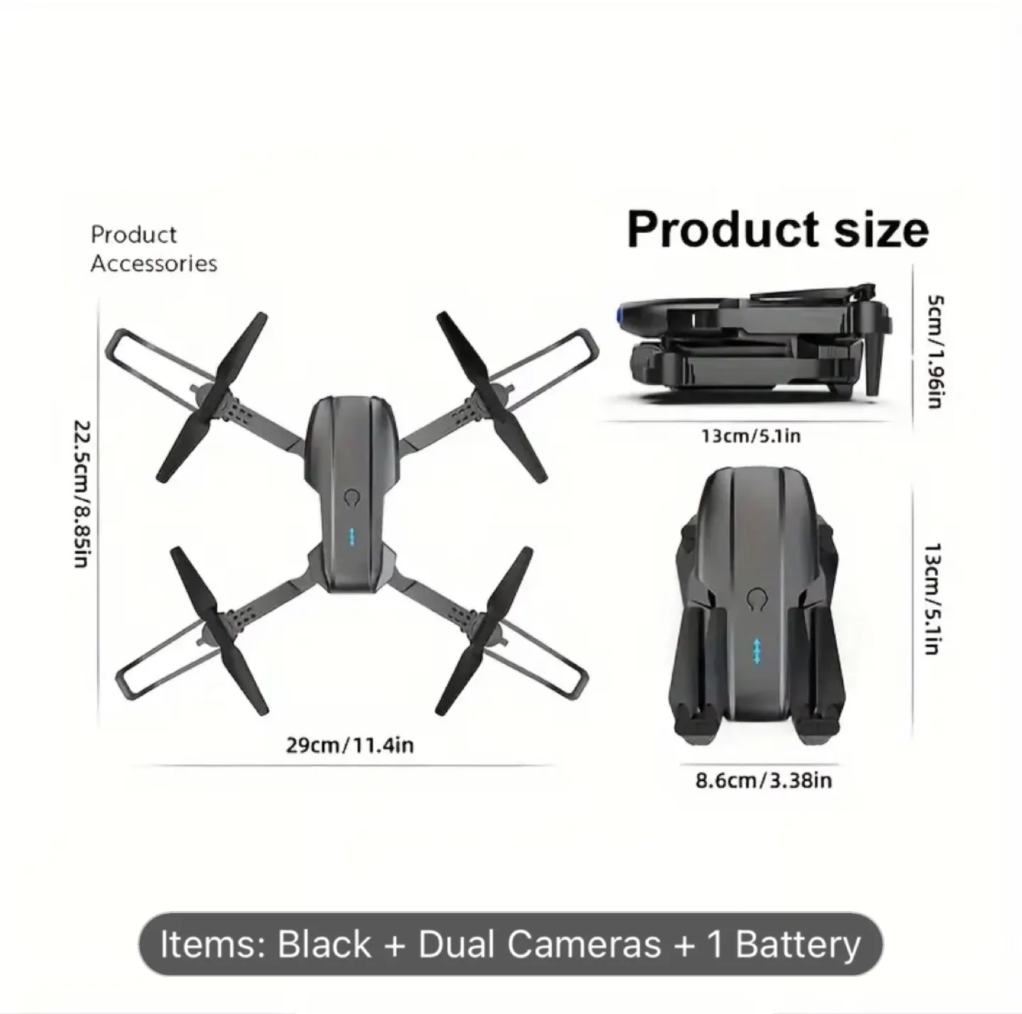 New - Black E99 Drone + Dual Cameras + 1 Battery image indicator(7)