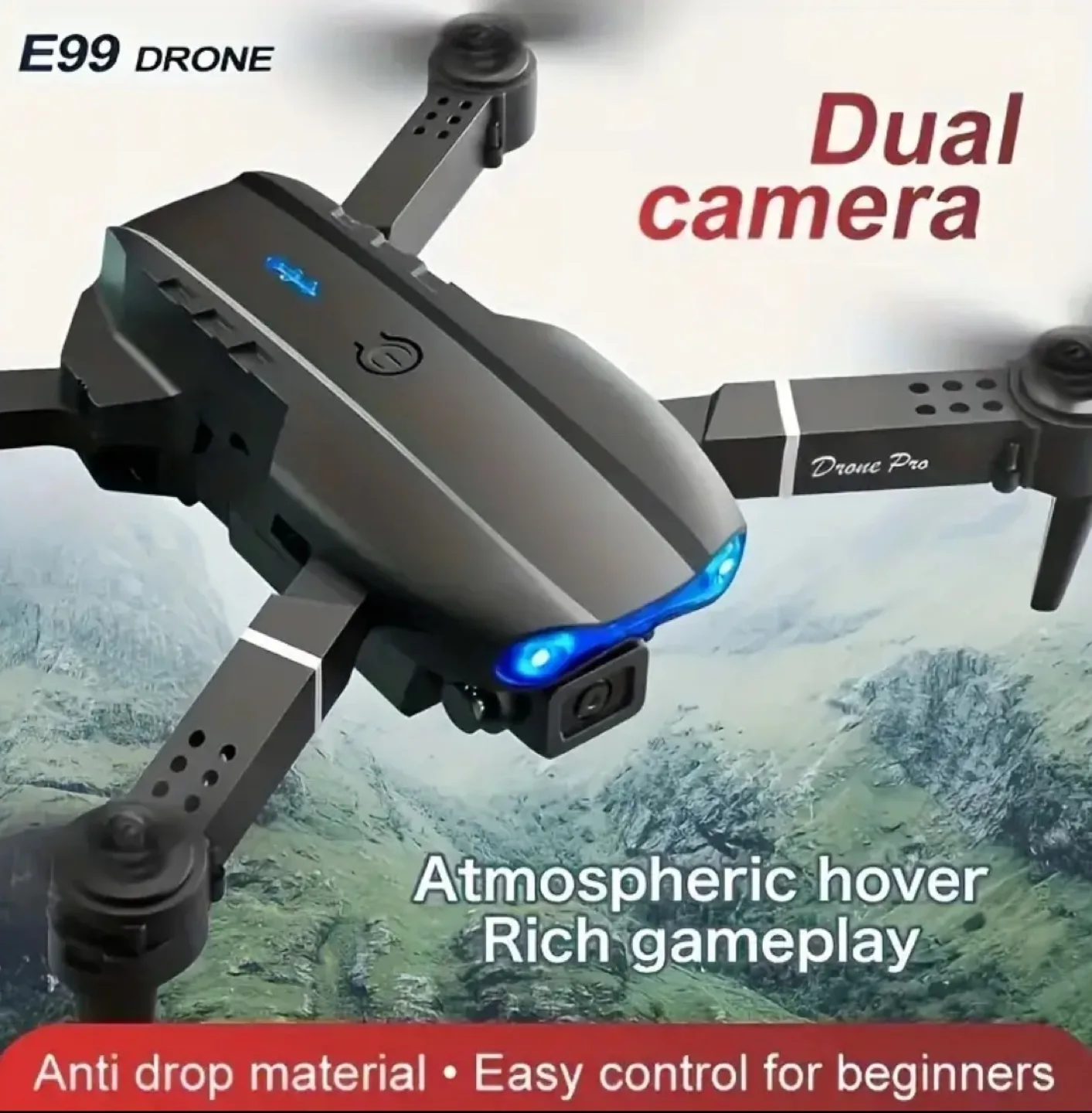 New - Black E99 Drone + Dual Cameras + 1 Battery image indicator(8)