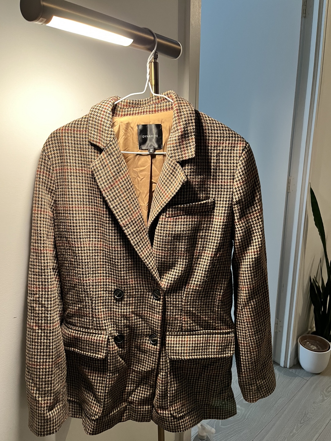 Dynamite Double-Breasted Houndstooth Blazer - photo 2
