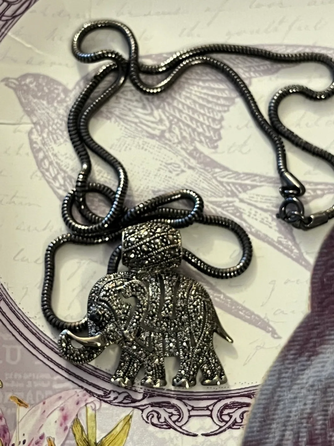 Elegant Elephant Marcasite Necklace image indicator(4)