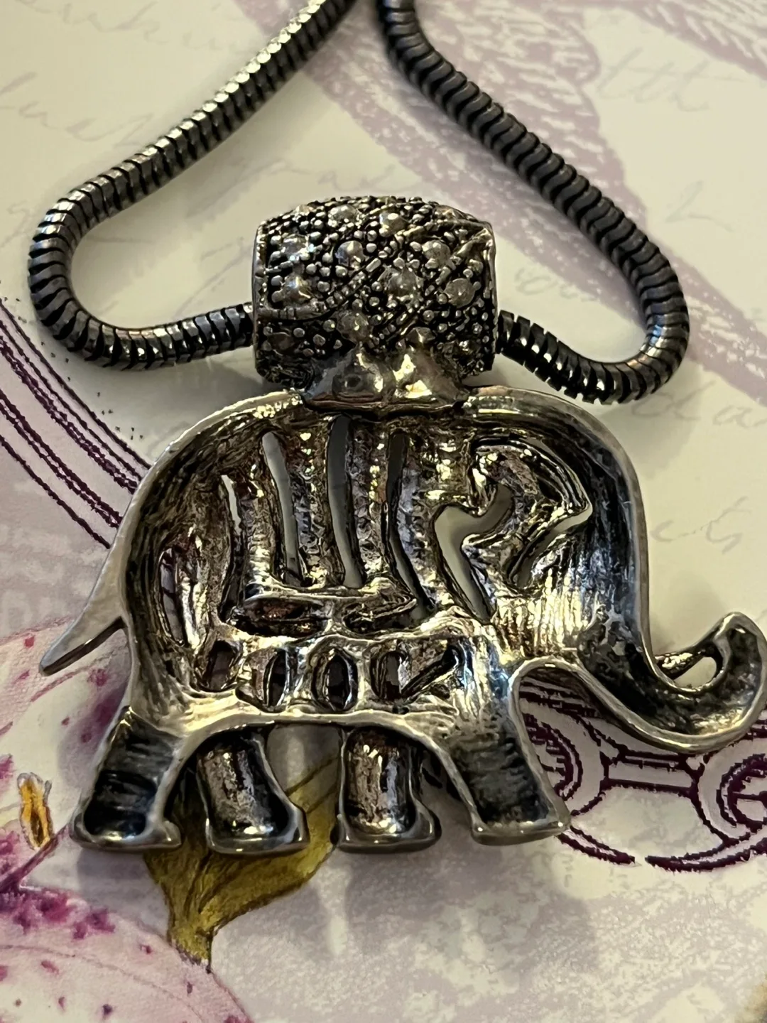 Elegant Elephant Marcasite Necklace image indicator(6)