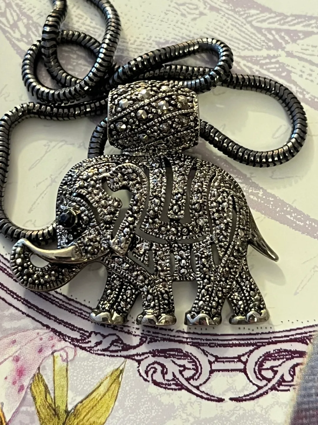 Elegant Elephant Marcasite Necklace image indicator(2)