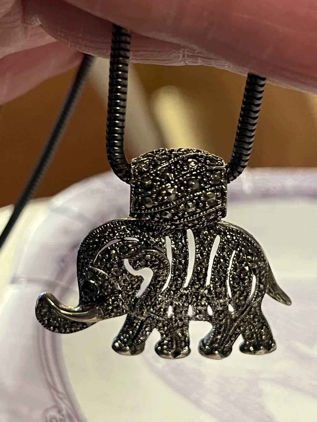 Elegant Elephant Marcasite Necklace image indicator(5)