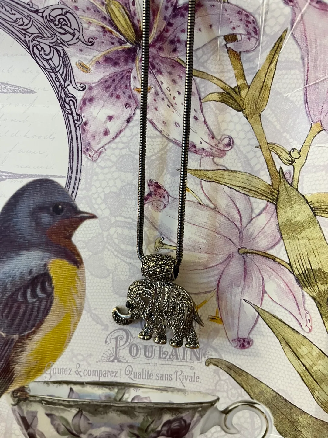 Elegant Elephant Marcasite Necklace image indicator(7)