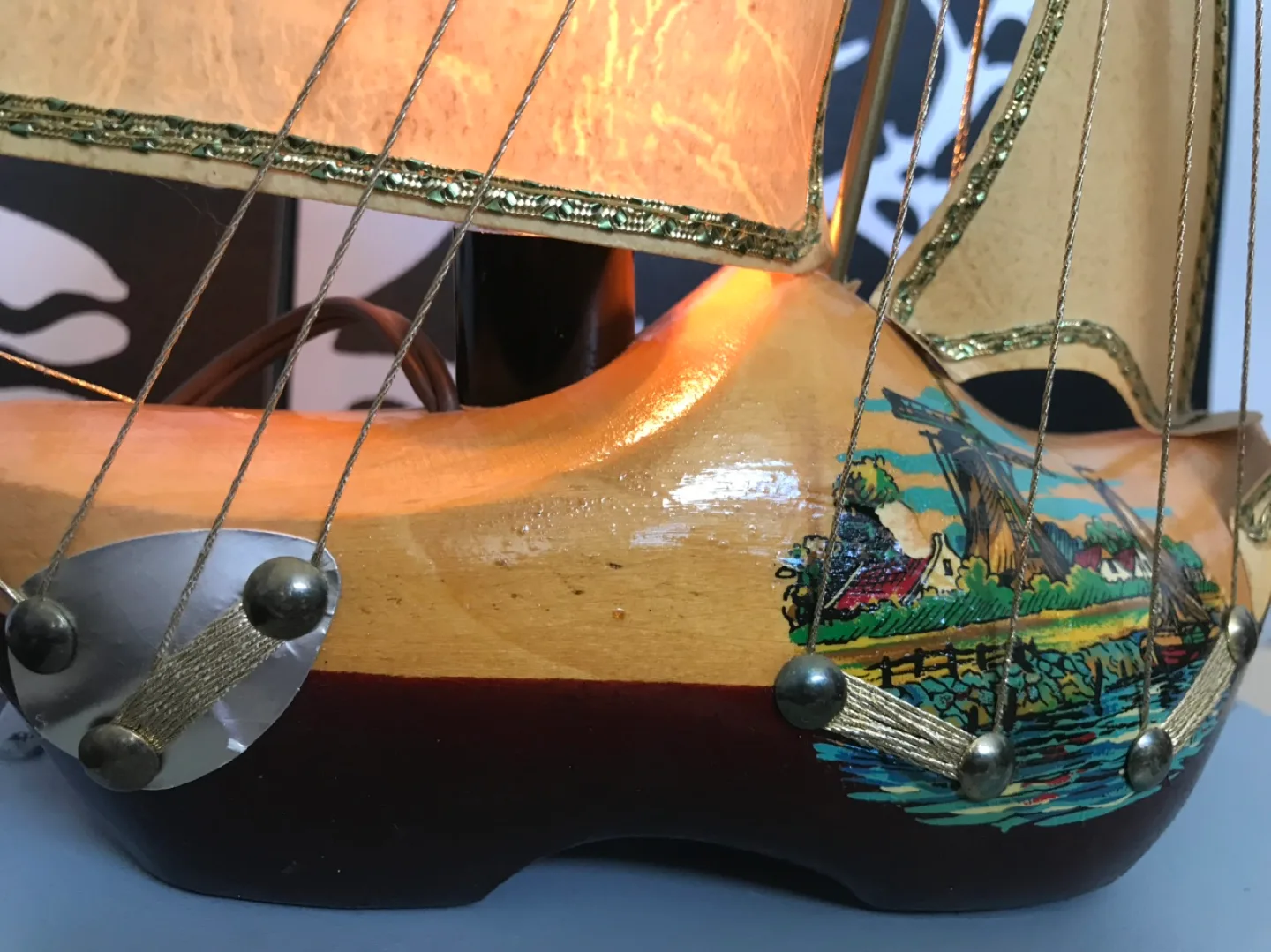 Wooden Clog Lamp, Dutch Design, Sailboat Theme image indicator(4)