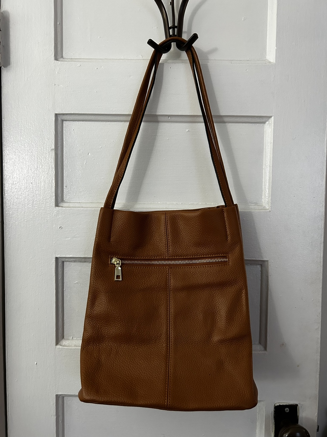 Tan Leather Tote Bag