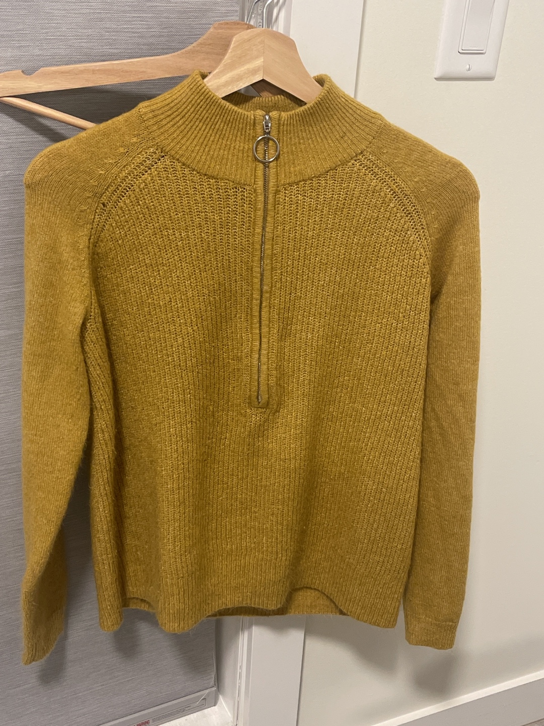 #freecycle Mustard Yellow Knitted Zip-Up Sweater