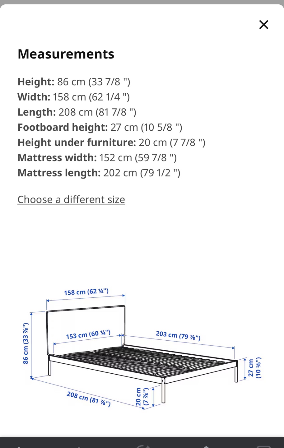 IKEA KLEPPSTAD Queen Bed Frame - White/Visse Beige - photo 3