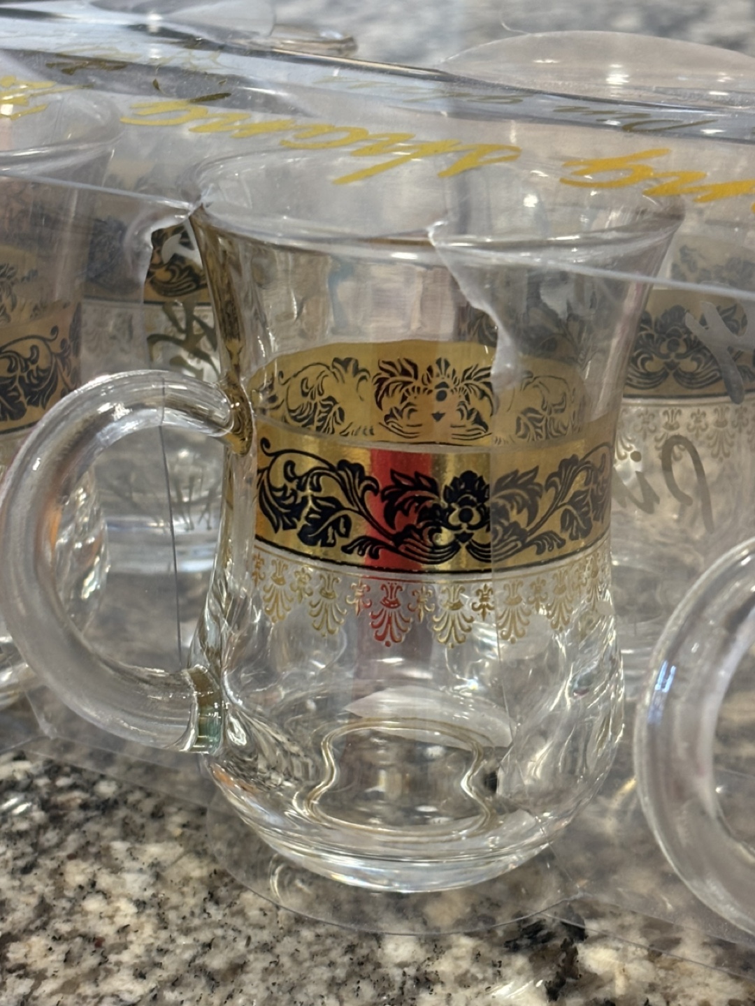 Set of six vintage glass teacups