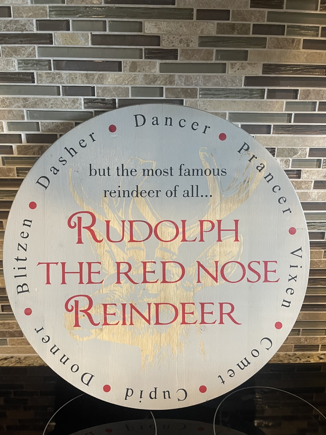 Rudolph the Red-Nosed Reindeer Round Wood Sign