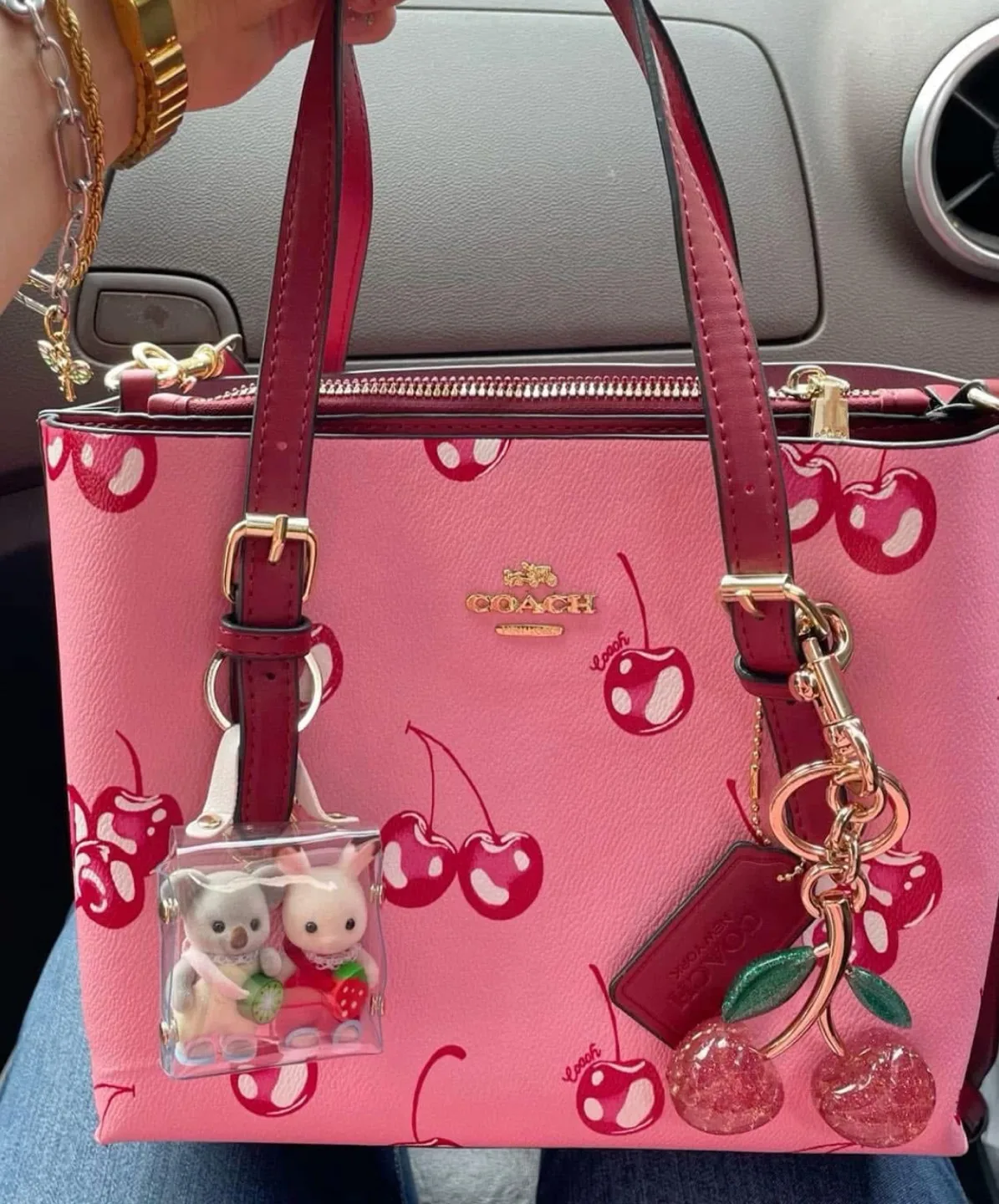 Coach Cherry Print Tote Bag with Keychain #freecycle thumbnail